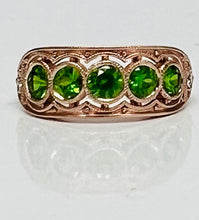 Load image into Gallery viewer, Unbelievably Rare and Spectacular Demantoid Garnet and Diamond Cigar Band in Rose Gold