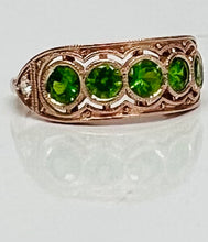 Load image into Gallery viewer, Unbelievably Rare and Spectacular Demantoid Garnet and Diamond Cigar Band in Rose Gold
