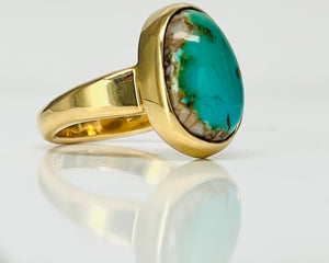 Handmade Turquoise Ring in Yellow Gold