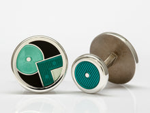 Load image into Gallery viewer, David Oscarson 15th Anniversary American Art Deco Cuff Links in Sterling Silver