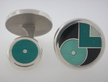 Load image into Gallery viewer, David Oscarson 15th Anniversary American Art Deco Cuff Links in Sterling Silver