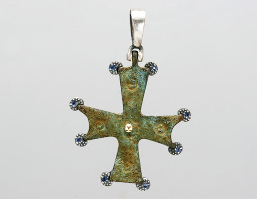 Nouveau 1910 Byzantine Cross with Sapphires