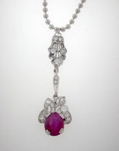 Load image into Gallery viewer, Antique Star Ruby and Diamond Pendant in Platinum