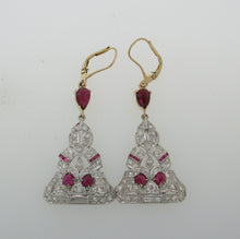 Load image into Gallery viewer, Antique Cab Ruby and Diamond Drop Earrings