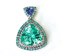 Load image into Gallery viewer, Rare and Amazing Paraiba Tourmaline and Diamond Pendant