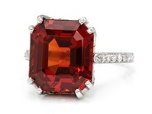 Load image into Gallery viewer, Exquisite Antique Platinum Orange Garnet and Diamond Ring