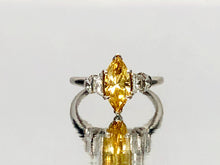 Load image into Gallery viewer, Antique Marquise Canary Diamond With Halfmoon Sides in Platinum