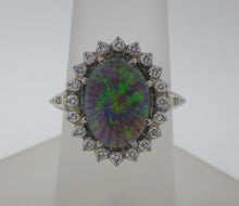 Load image into Gallery viewer, Magnificent Black Crystal Opal and Diamond Ring