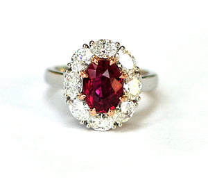 3.01ct Unheated Mozambique Ruby & Diamond Ring