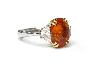Pumpkin Orange Sapphire and Diamond Ring