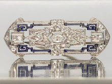 Load image into Gallery viewer, Antique Platinum Diamond Brooch with Enamel