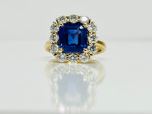 Load image into Gallery viewer, 4ct No Heat Sapphire and Diamond Ring

