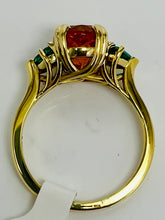 Load image into Gallery viewer, Stunning Mandarin Garnet and Emerald Ring
