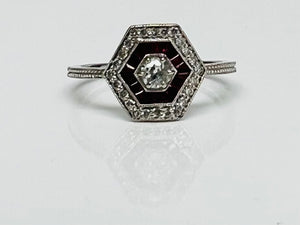 Adorable Vintage Style Diamond and Ruby Ring