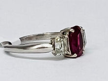Load image into Gallery viewer, 1.66ct Ruby and Diamond Three Stone Ring
