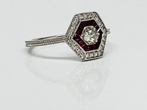 Adorable Vintage Style Diamond and Ruby Ring