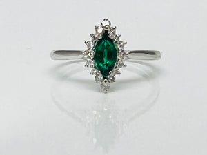 Vivid Green Emerald and Diamond Ring