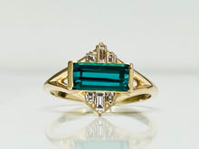 Load image into Gallery viewer, Indicolite Tourmaline and Diamond Ring in yellow gold
