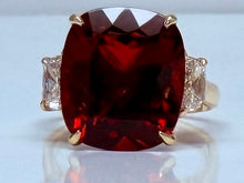 Load image into Gallery viewer, 11.67ct Garnet and Trapezoid Diamond Ring in 18kyg
