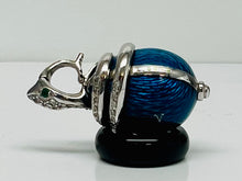 Load image into Gallery viewer, Vintage Faberge Egg with Diamond and Emerald Snake Pendant in 18k White Gold
