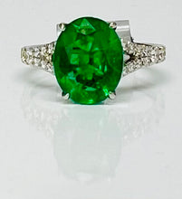 Load image into Gallery viewer, Vivid Oval Emerald and Diamond Ring
