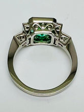 Load image into Gallery viewer, Vintage Style Emerald and Baguette Diamond Ring in Platinum
