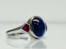 Load image into Gallery viewer, Art Deco style Sapphire and Ruby Ring in Platinum
