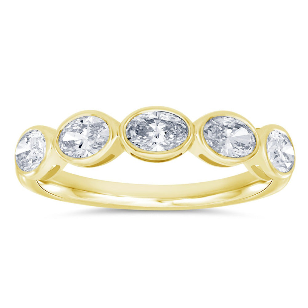 5 Oval Diamond Band in 14kt Yellow Gold
