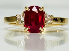 Load image into Gallery viewer, Classic Natural Ruby and Diamond Ring in 18kyg
