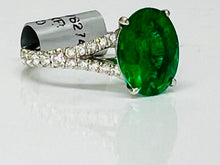 Load image into Gallery viewer, Vivid Oval Emerald and Diamond Ring
