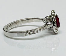 Load image into Gallery viewer, Vivid PearShape Ruby and Diamond Platinum Ring
