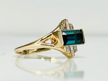 Load image into Gallery viewer, Indicolite Tourmaline and Diamond Ring in yellow gold
