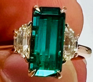 Dreamy Indicolite Tourmaline and Halfmoon Diamond Ring in Rose Gold