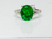 Load image into Gallery viewer, Vivid Oval Emerald and Diamond Ring
