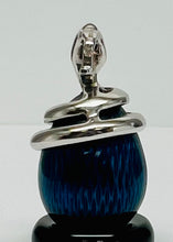 Load image into Gallery viewer, Vintage Faberge Egg with Diamond and Emerald Snake Pendant in 18k White Gold
