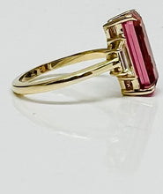 Load image into Gallery viewer, Mega Long Pink Tourmaline and Trapezoid Diamond Ring
