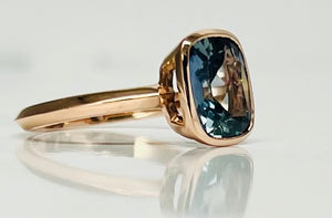 Bezel Set Smokey Gray Blue Sapphire in Rose Gold