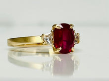 Load image into Gallery viewer, Classic Natural Ruby and Diamond Ring in 18kyg

