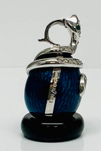 Load image into Gallery viewer, Vintage Faberge Egg with Diamond and Emerald Snake Pendant in 18k White Gold
