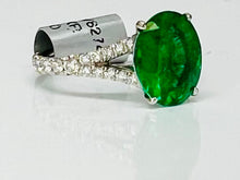 Load image into Gallery viewer, Vivid Oval Emerald and Diamond Ring
