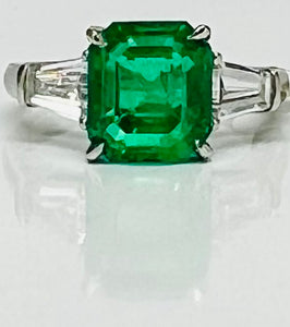 3ct Colombian Emerald and Diamond Ring in Platinum