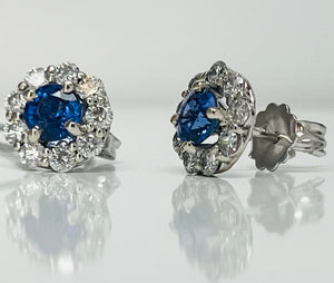 Cornflower Blue Sapphire and Diamond Studs