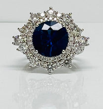 Load image into Gallery viewer, 4ct Round Sapphire and Diamond Ring
