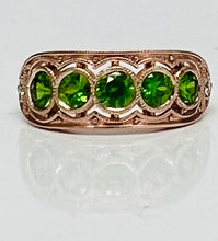 Load image into Gallery viewer, Unbelievably Rare and Spectacular Demantoid Garnet and Diamond Cigar Band in Rose Gold
