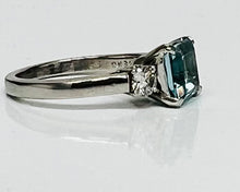 Load image into Gallery viewer, Classic 1.42ct Asscher Cut Aquamarine and Diamond Ring in Platinum
