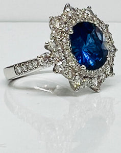 4ct Round Sapphire and Diamond Ring