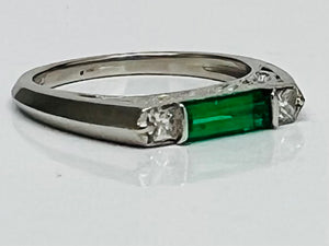 Vintage Style Emerald and Diamond Band