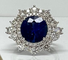 Load image into Gallery viewer, 4ct Round Sapphire and Diamond Ring
