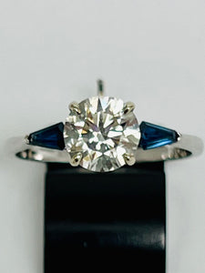 0.91ct Seng Firey Diamond™️ and Kite Shaped Sapphire Ring