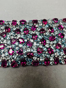 Mesmerizing Rare Garnet and Aquamarine with Diamond Bracelet in 18kwg